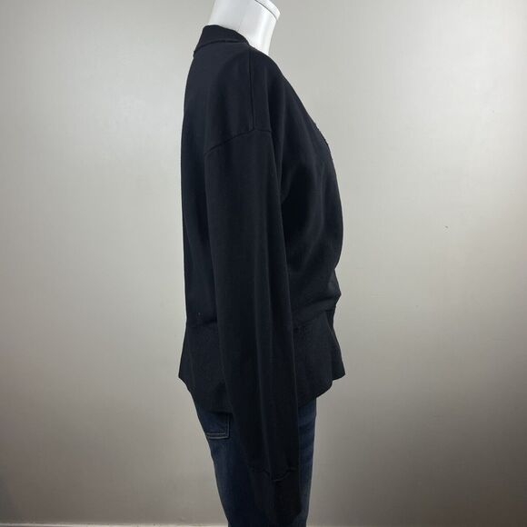 Anthropologie t.la Black Size Medium Faux Wrap Sweatshirt Style Sweater Cozy - Picture 4 of 9